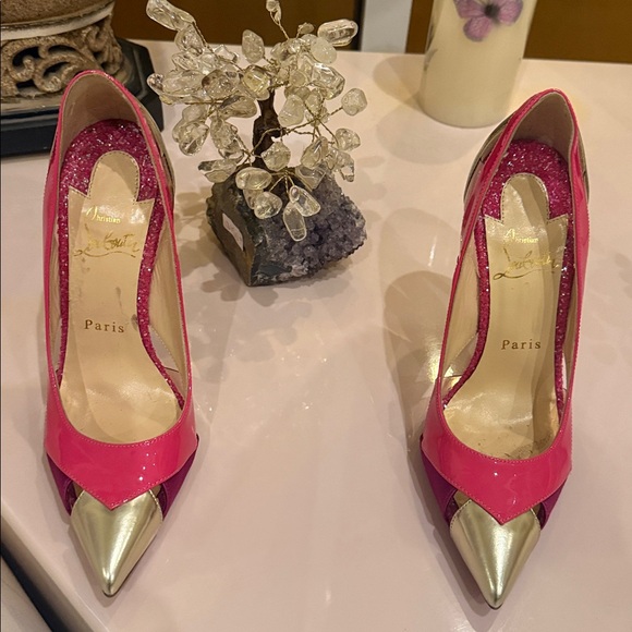 Christian Louboutin Pink and Silver Heels - Picture 3 of 11